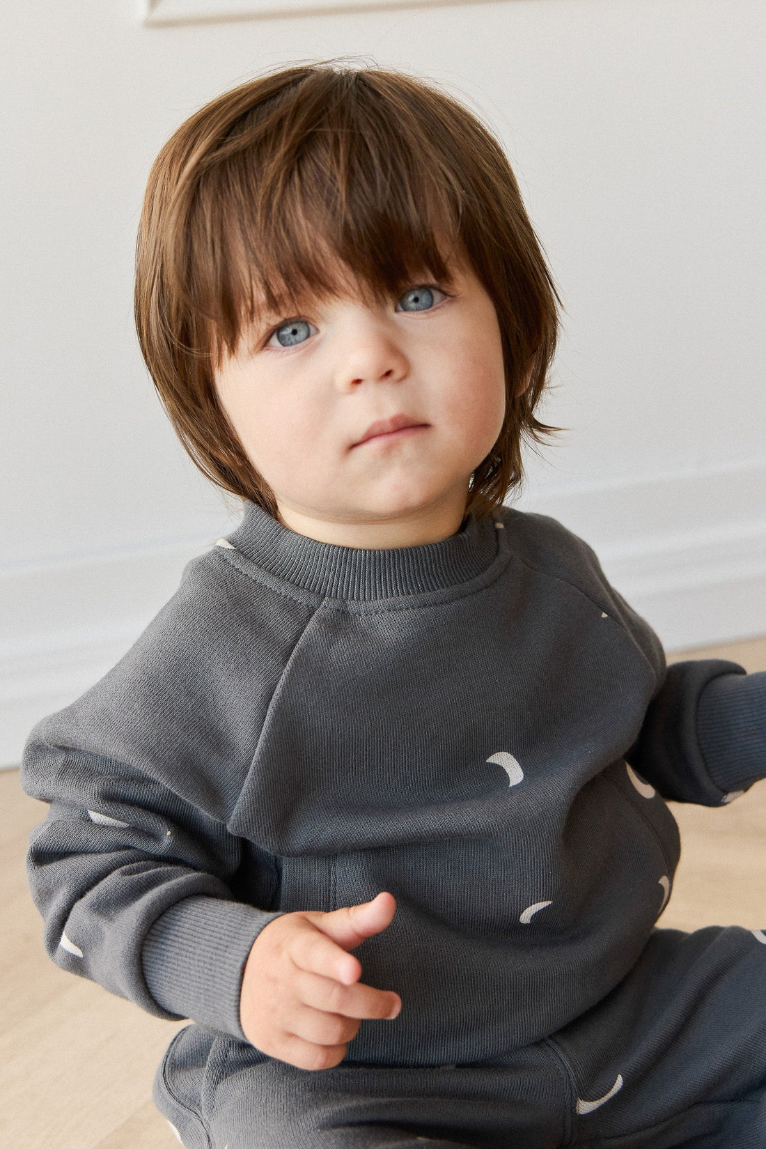 Organic Cotton Henry Sweatshirt - Crescent Moon Icelandic Childrens Top from Jamie Kay Australia