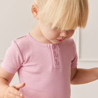 Organic Cotton Modal Henley Tee - Dahlia Childrens Top from Jamie Kay Australia