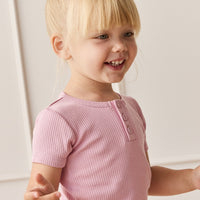 Organic Cotton Modal Henley Tee - Dahlia Childrens Top from Jamie Kay Australia