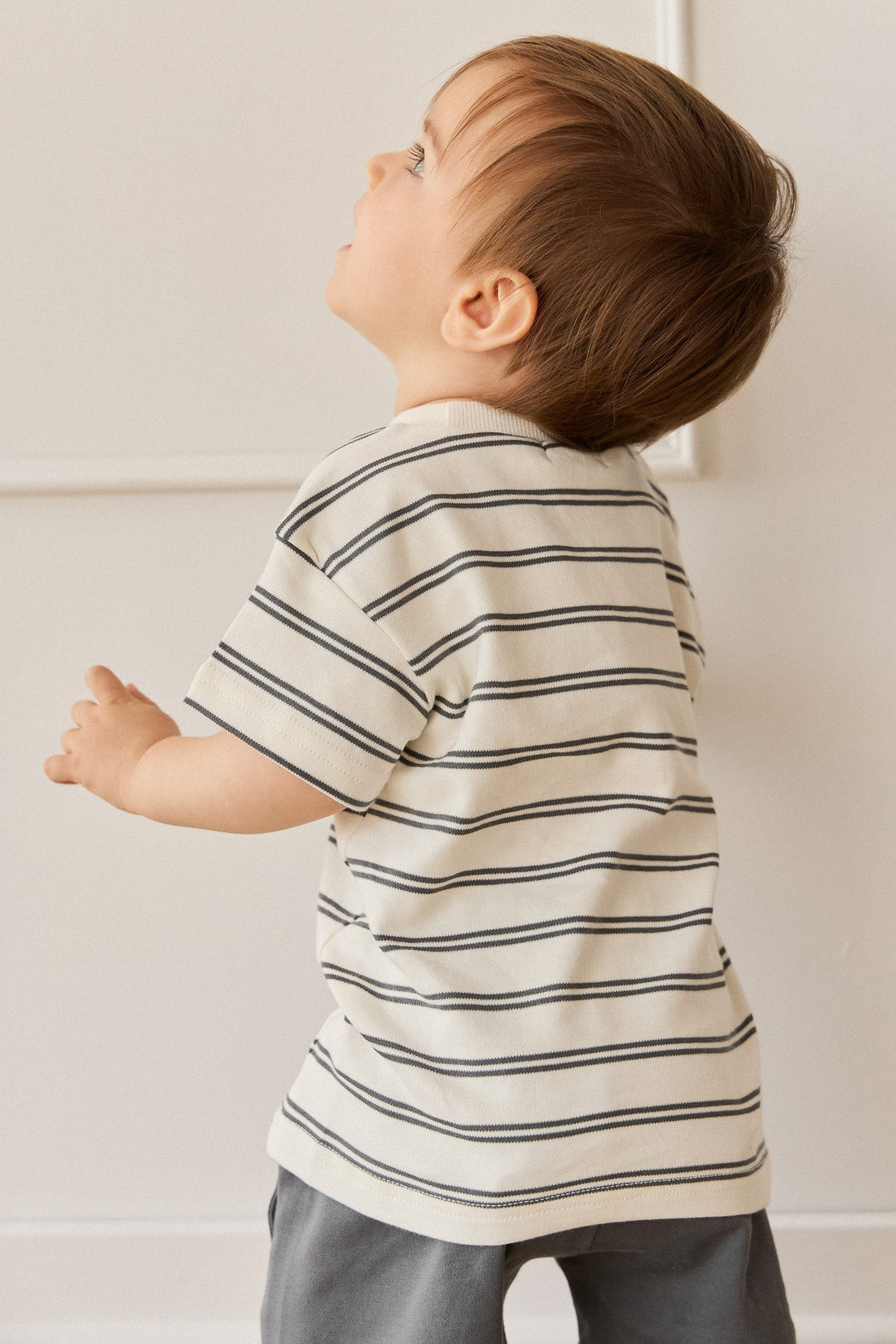 Pima Cotton Otis Tee - Dual Stripe Atlantic/Cloud Childrens Top from Jamie Kay Australia
