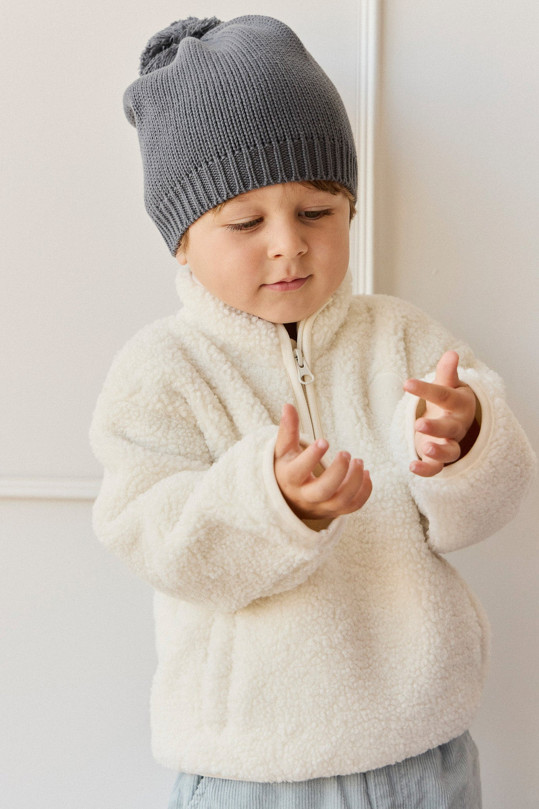 Henrik Zip Pullover - Natural Childrens Jacket from Jamie Kay Australia