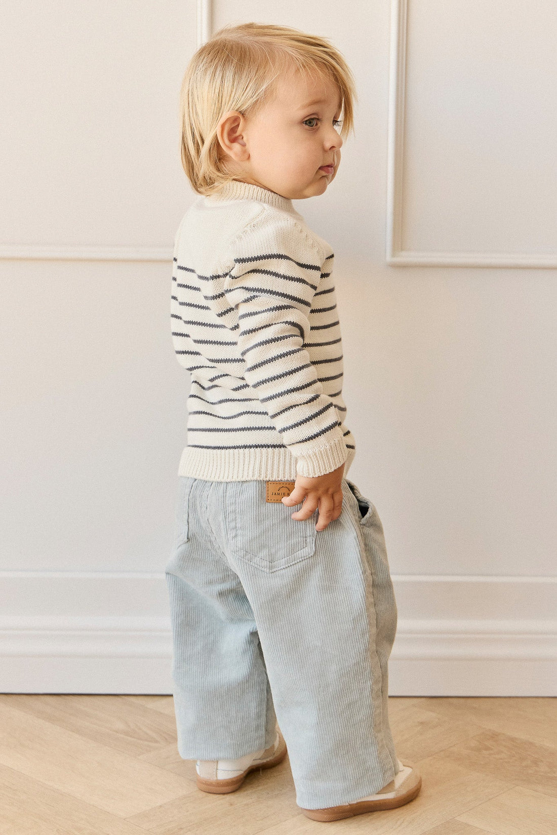 Malcolm Knitted Jumper - Malcolm Stripe Cloud/Atlantic Childrens Jumper from Jamie Kay Australia