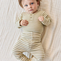 Organic Cotton Modal Legging - Slim Stripe Pampas/Sun Rays Childrens Legging from Jamie Kay Australia