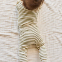 Organic Cotton Modal Long Sleeve Bodysuit - Slim Stripe Pampas/Sun Rays Childrens Bodysuit from Jamie Kay Australia