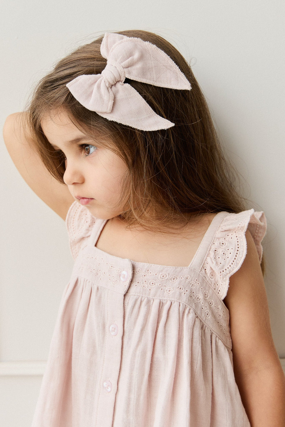Organic Cotton Muslin Bow - Pale Lilac Childrens Bow from Jamie Kay Australia
