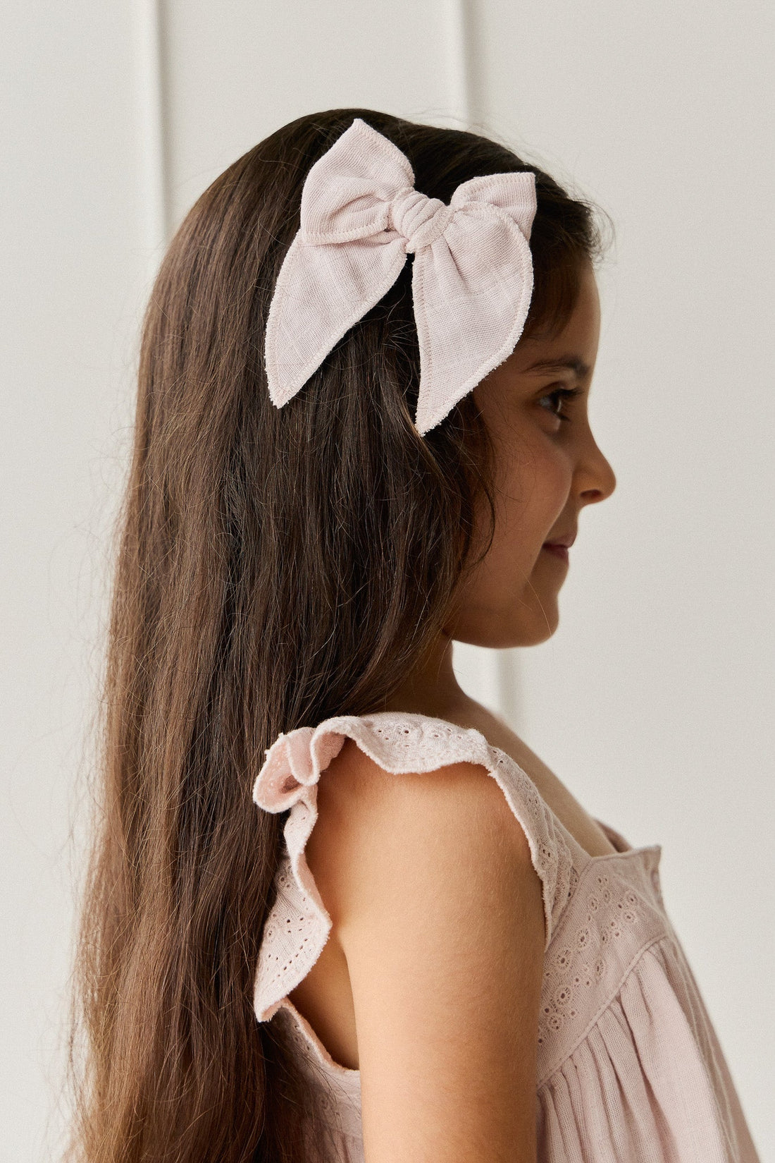Organic Cotton Muslin Bow - Pale Lilac Childrens Bow from Jamie Kay Australia