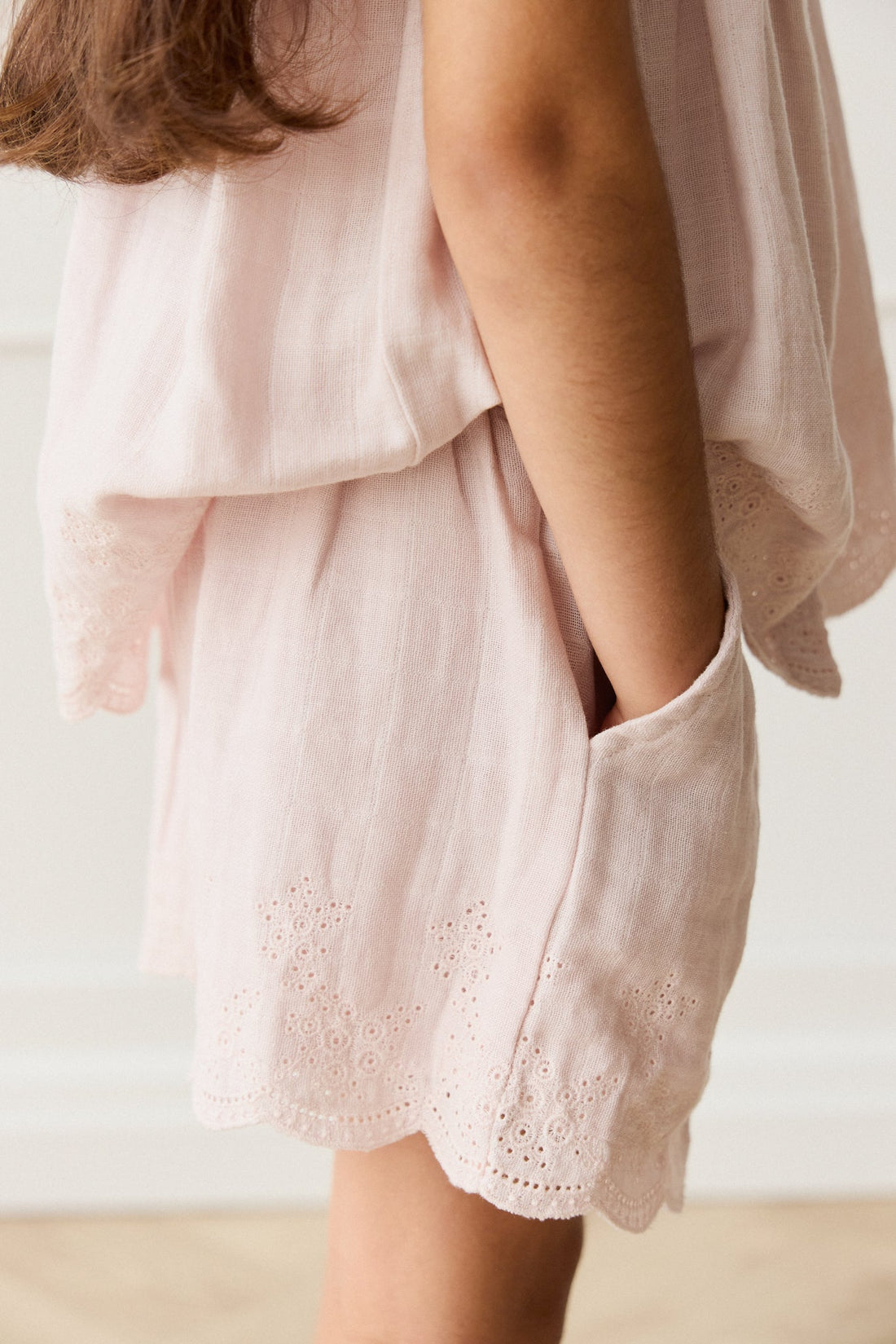 Organic Cotton Muslin Anja Short - Pale Lilac Childrens Short from Jamie Kay Australia