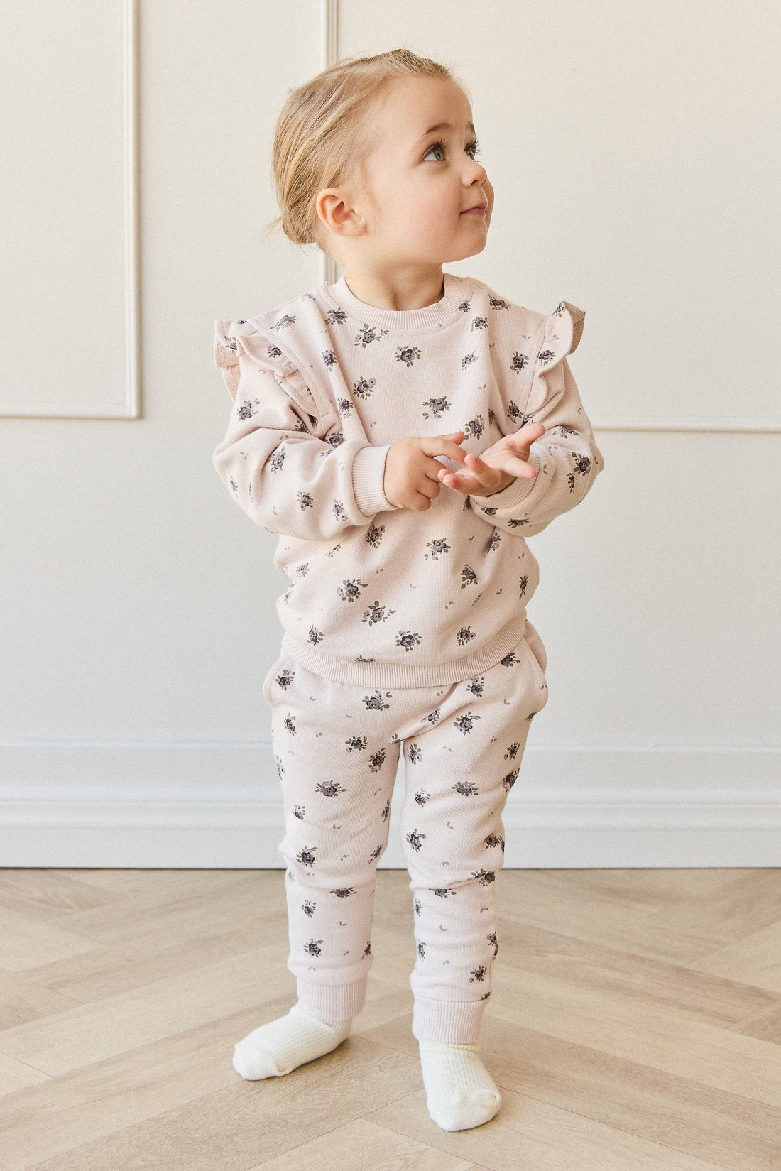 Organic Cotton Lilith Track Pant - Simone Sheer Pink Childrens Pant from Jamie Kay Australia