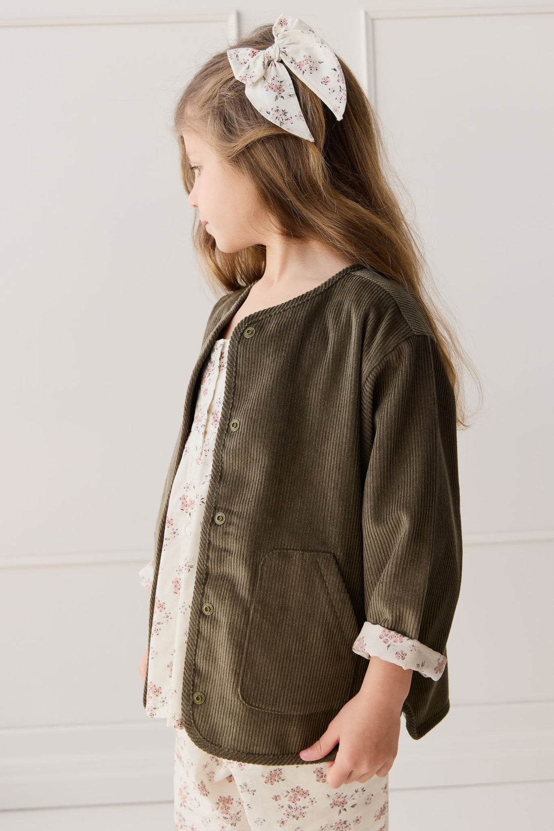 Esther Corduroy Jacket - Khaki/Selena Blush Childrens Jacket from Jamie Kay Australia