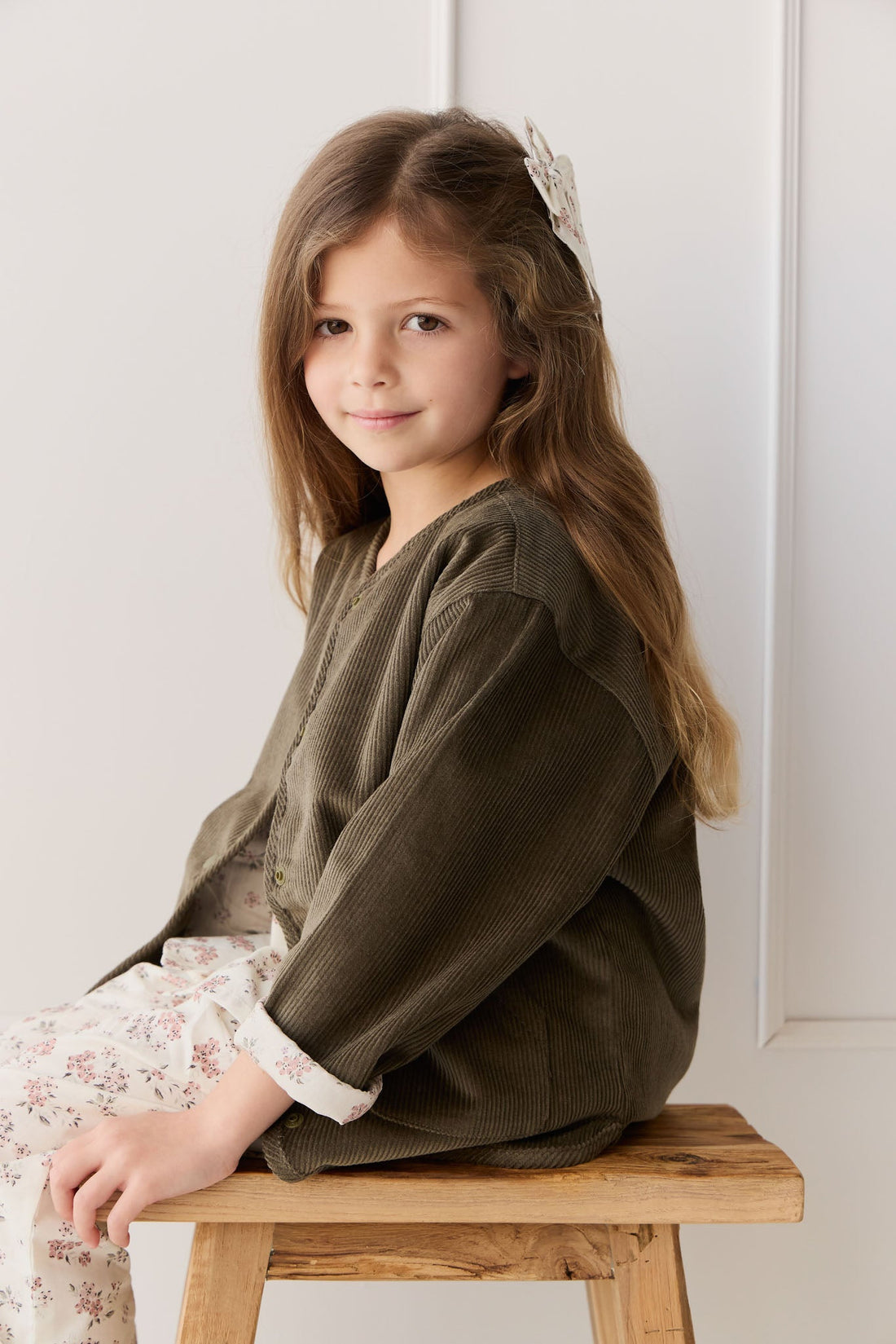Esther Corduroy Jacket - Khaki/Selena Blush Childrens Jacket from Jamie Kay Australia