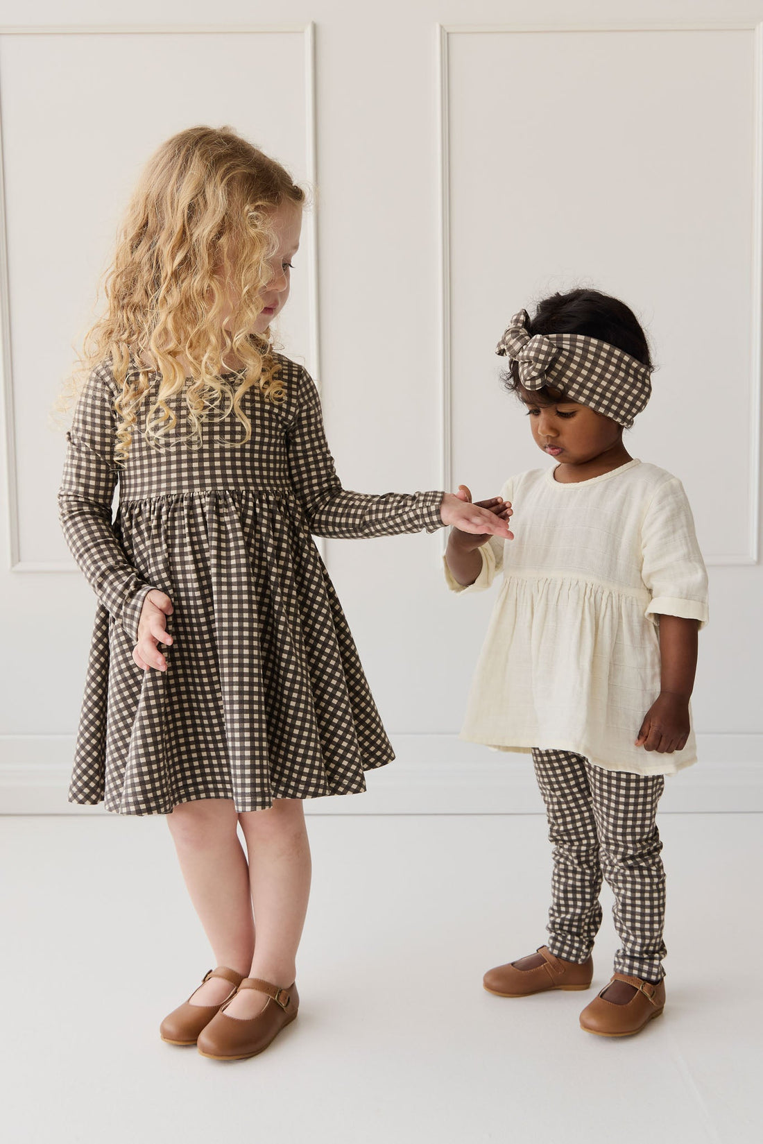 Organic Cotton Everyday Legging - Mini Gingham Bistre Childrens Legging from Jamie Kay Australia