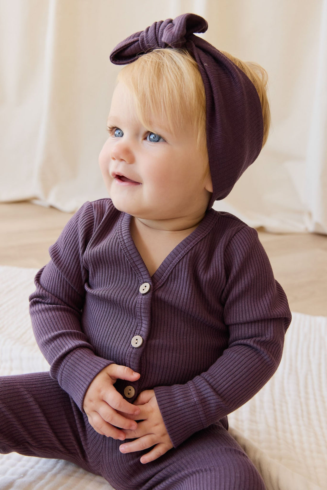 Organic Cotton Modal Cardigan - Blackberry Childrens Cardigan from Jamie Kay Australia