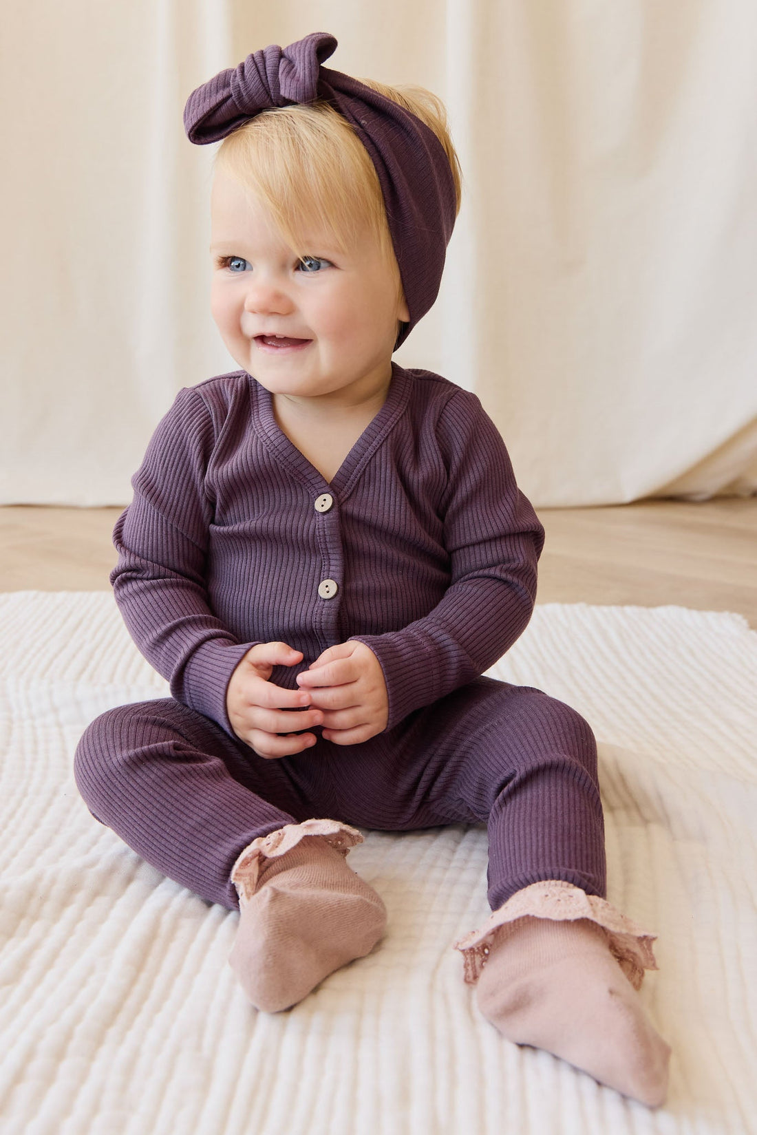 Organic Cotton Modal Cardigan - Blackberry Childrens Cardigan from Jamie Kay Australia