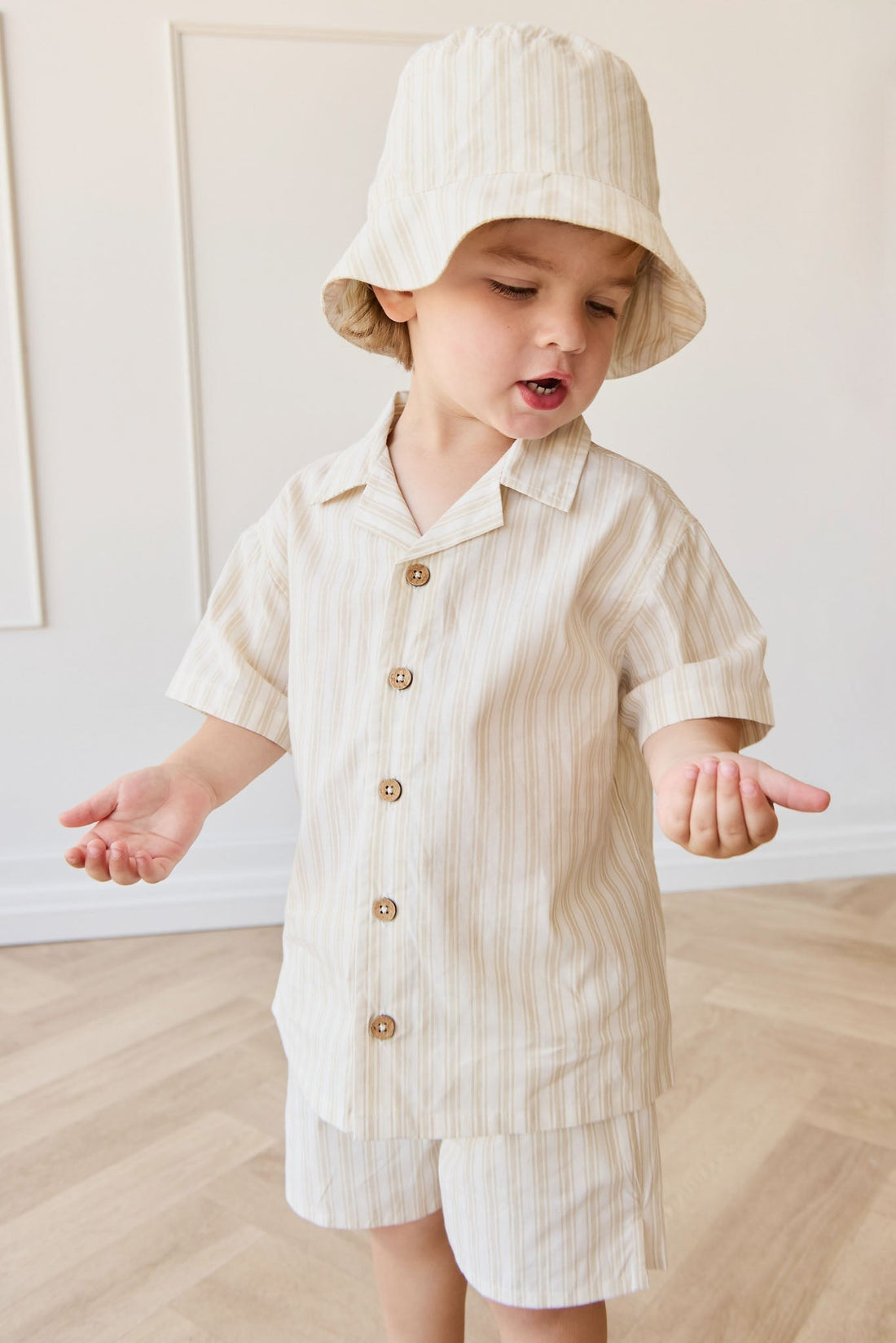 Organic Cotton Silas Short - Variegated Stripe Foam Childrens Short from Jamie Kay Australia