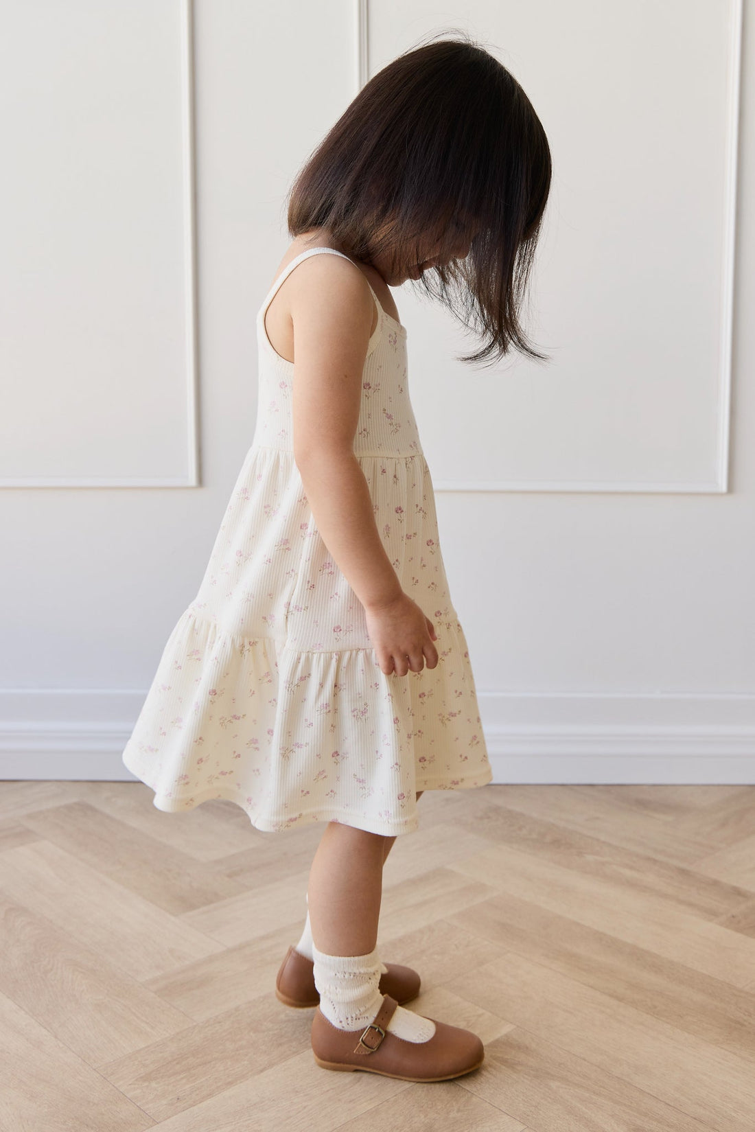Organic Cotton Fine Rib Matilda Dress - Caroline Egret Childrens Dress from Jamie Kay Australia