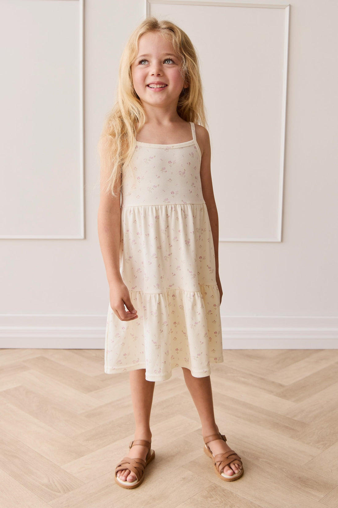 Organic Cotton Fine Rib Matilda Dress - Caroline Egret Childrens Dress from Jamie Kay Australia