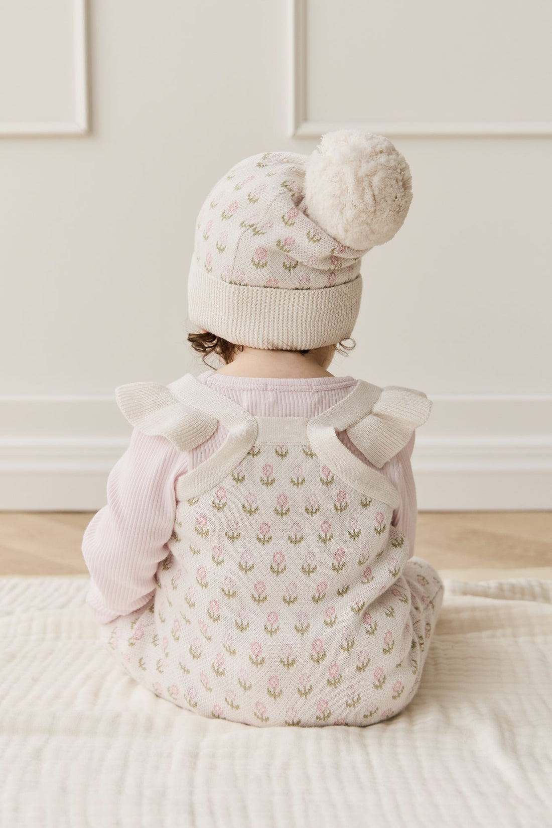 Savannah Beanie - Olivia Jacquard Slightly Pink Childrens Hat from Jamie Kay Australia
