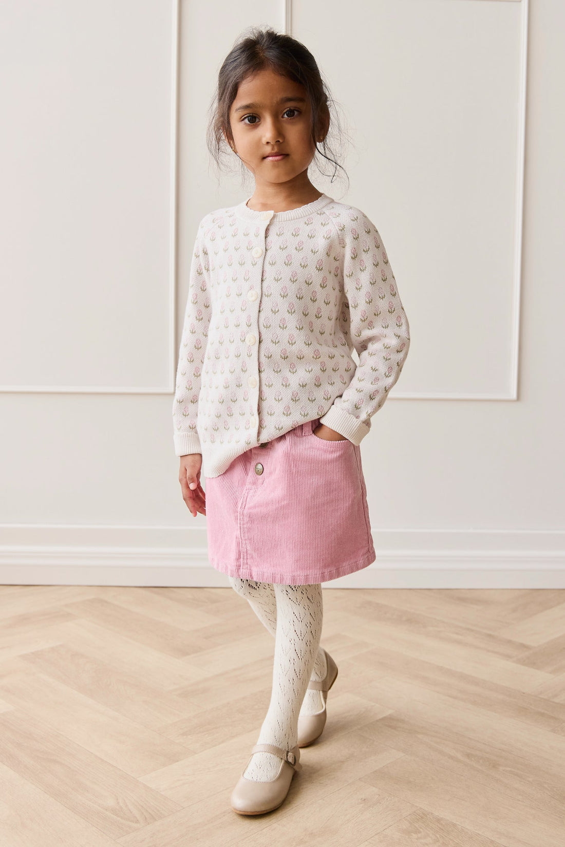 Olivia Cardigan - Olivia Jacquard Slightly Pink Childrens Cardigan from Jamie Kay Australia