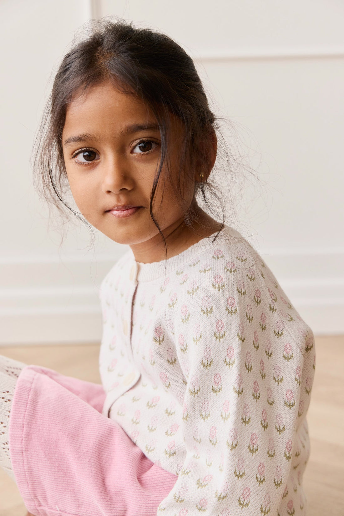 Olivia Cardigan - Olivia Jacquard Slightly Pink Childrens Cardigan from Jamie Kay Australia