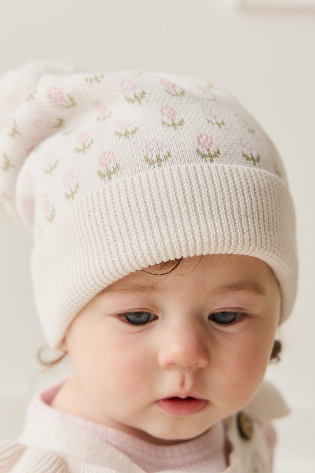 Savannah Beanie - Olivia Jacquard Slightly Pink Childrens Hat from Jamie Kay Australia