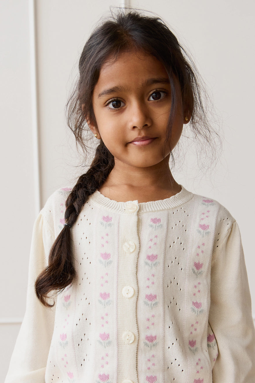 Willow Cardigan - Willow Jacquard Parchment Childrens Jumper from Jamie Kay Australia