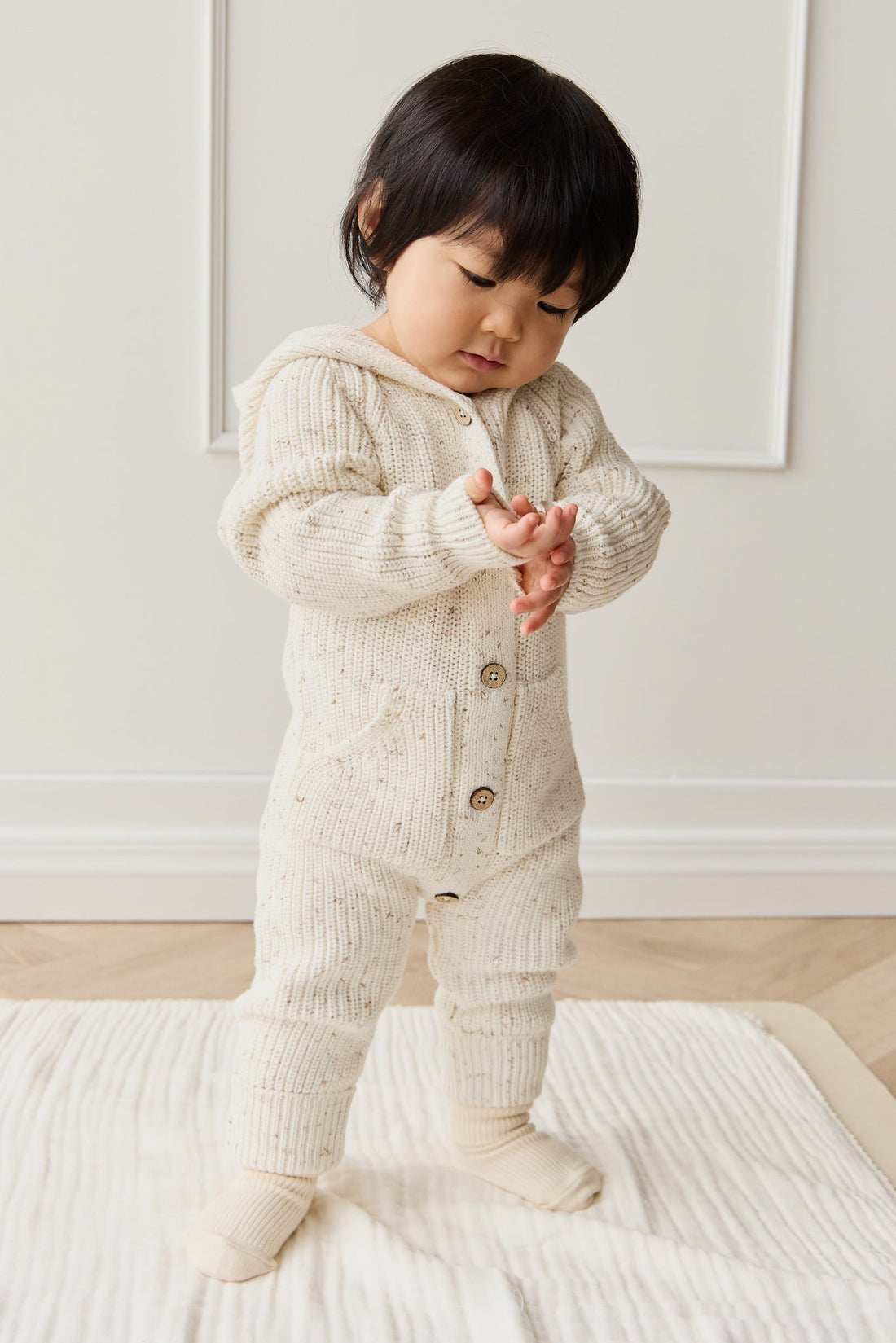 Bear Knit Onepiece - Pistachio Fleck Childrens Onepiece from Jamie Kay Australia