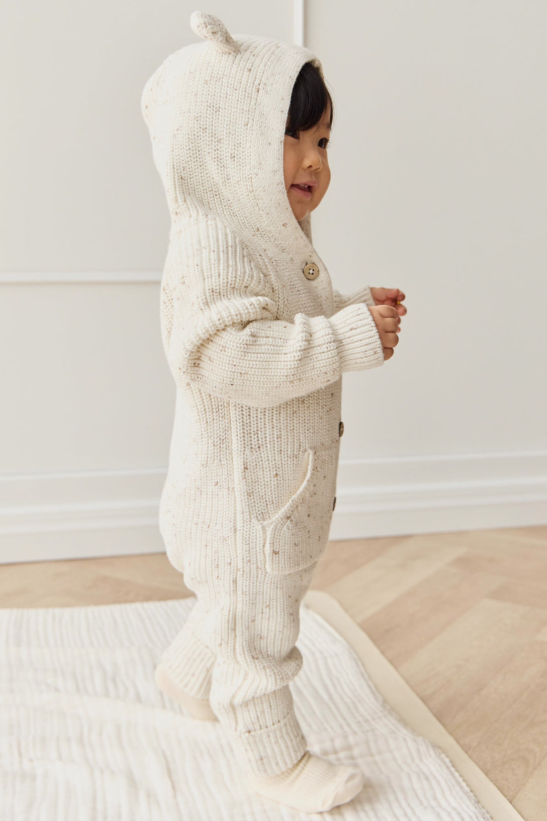 Bear Knit Onepiece - Pistachio Fleck Childrens Onepiece from Jamie Kay Australia