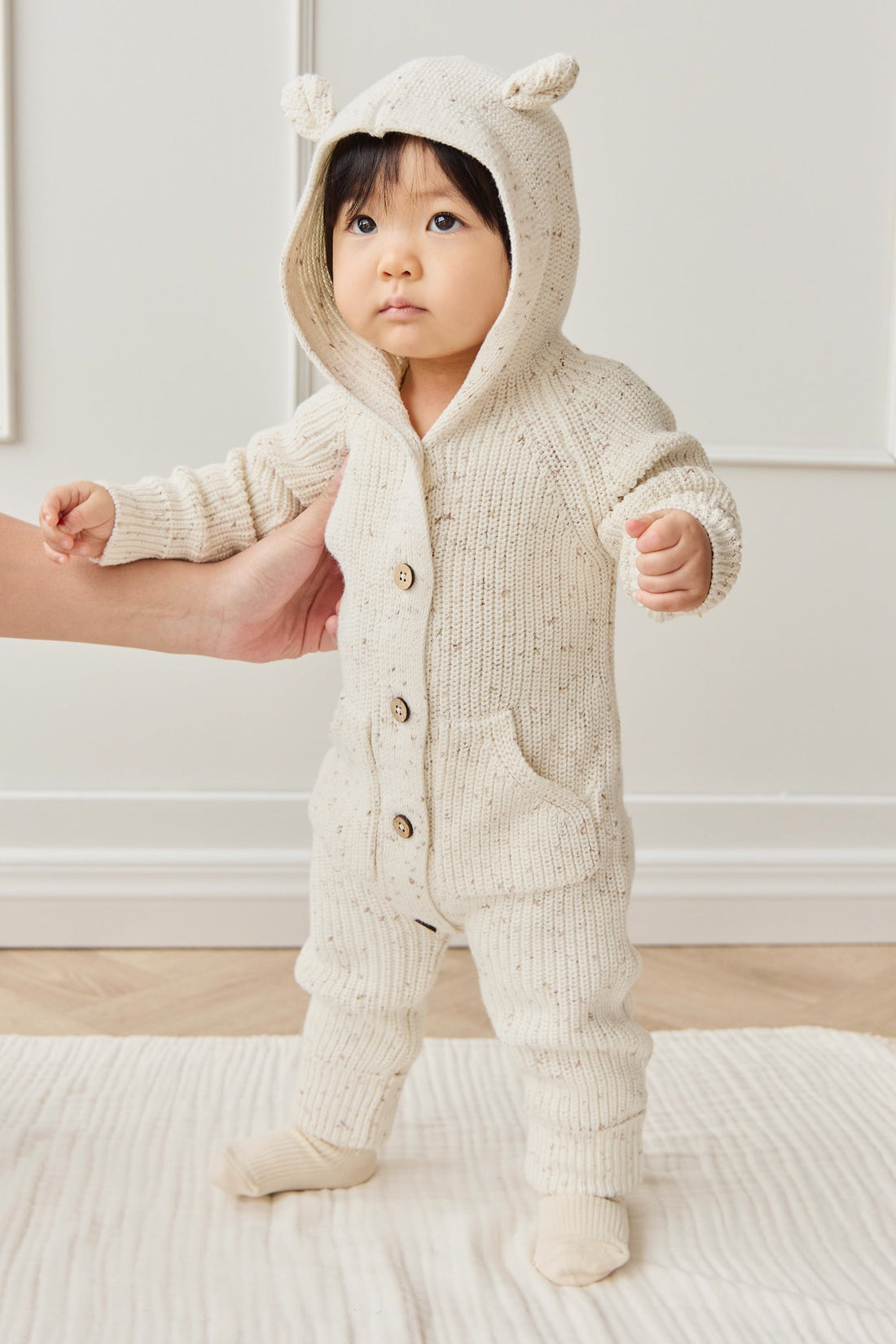 Bear Knit Onepiece - Pistachio Fleck Childrens Onepiece from Jamie Kay Australia