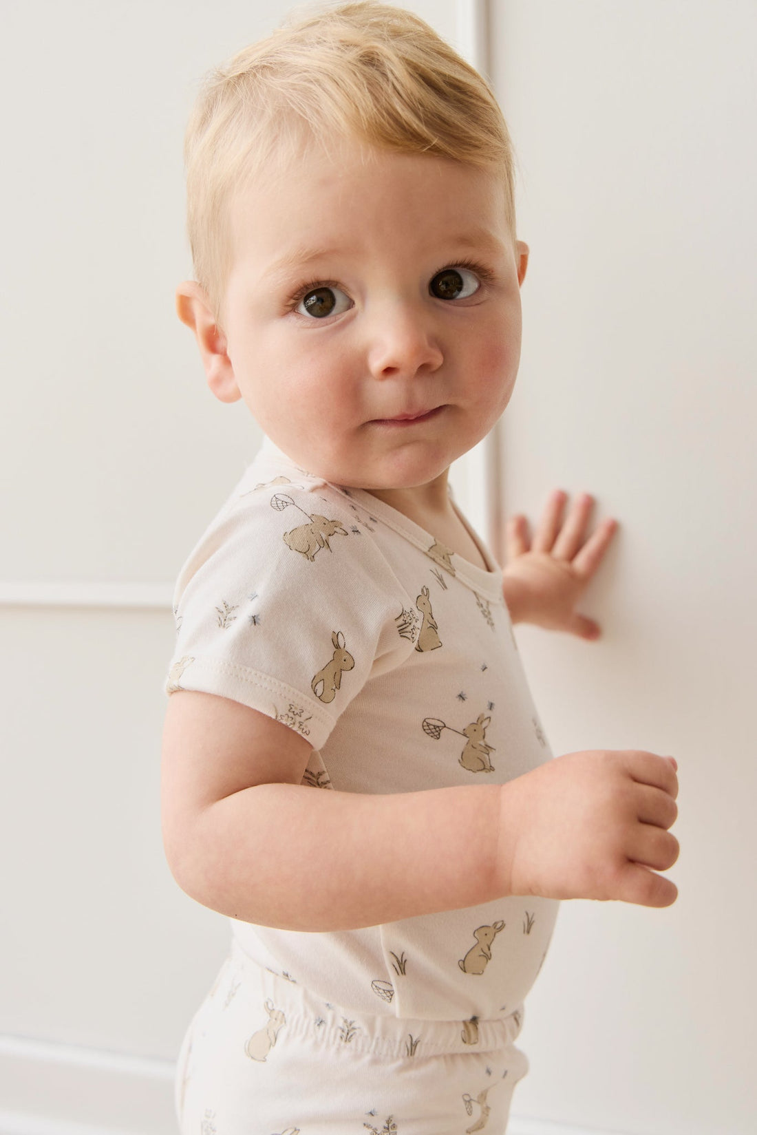 Organic Cotton Hudson Short Sleeve Bodysuit - Lapin Jardin Childrens Bodysuit from Jamie Kay Australia