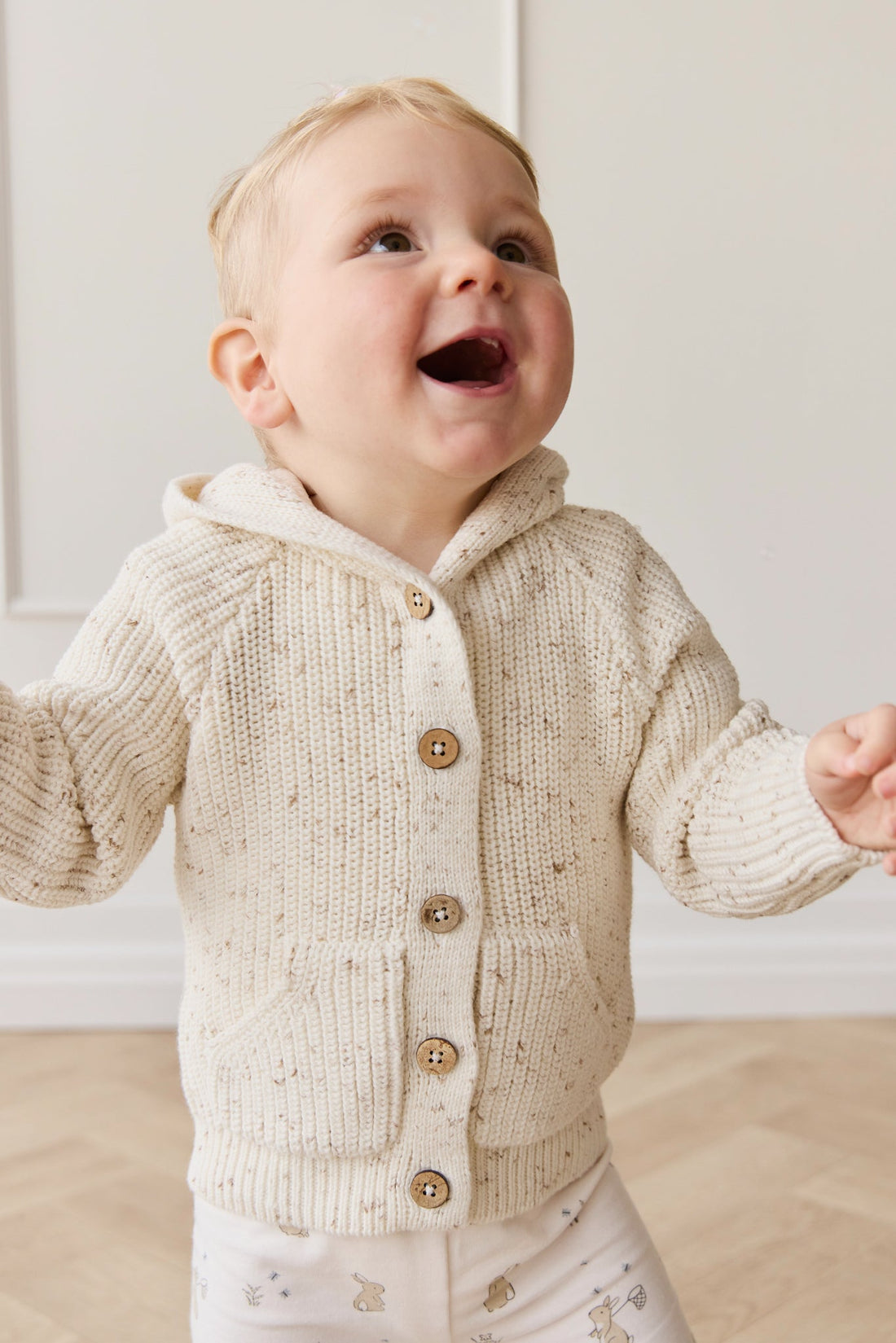 OG Bear Knit - Pistachio Fleck Childrens Cardigan from Jamie Kay Australia