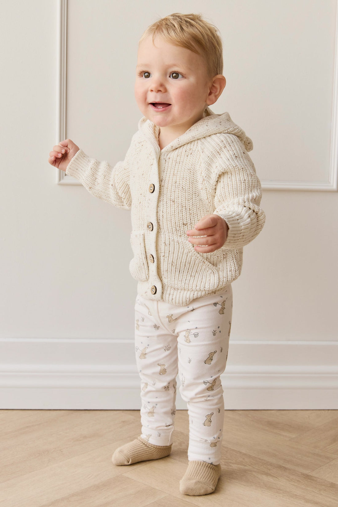 OG Bear Knit - Pistachio Fleck Childrens Cardigan from Jamie Kay Australia