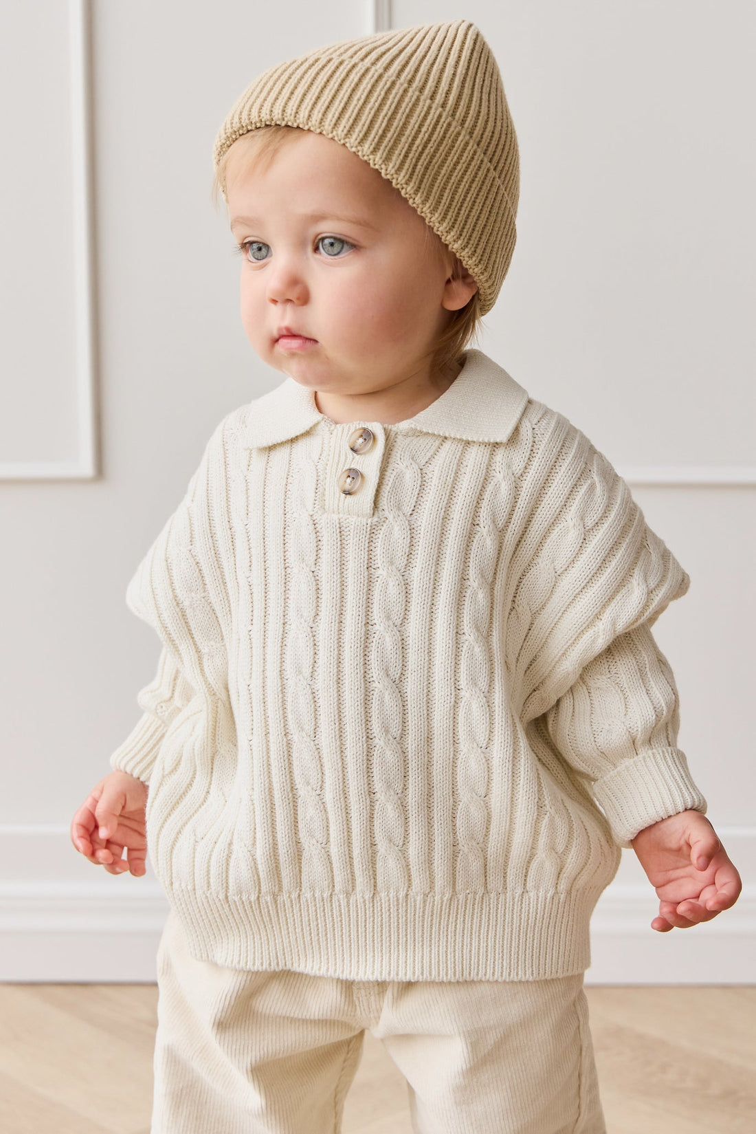 Wade Knitted Jumper - Cloud Childrens Hat from Jamie Kay Australia