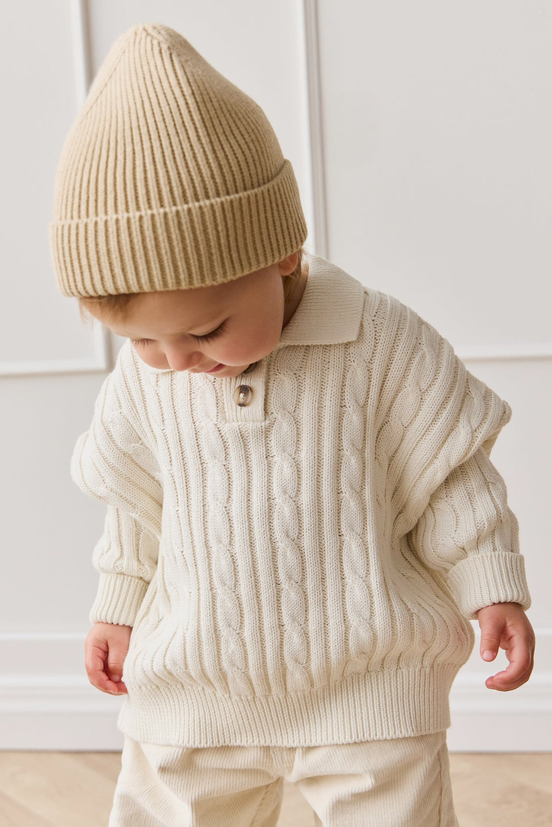 Wade Knitted Jumper - Cloud Childrens Hat from Jamie Kay Australia