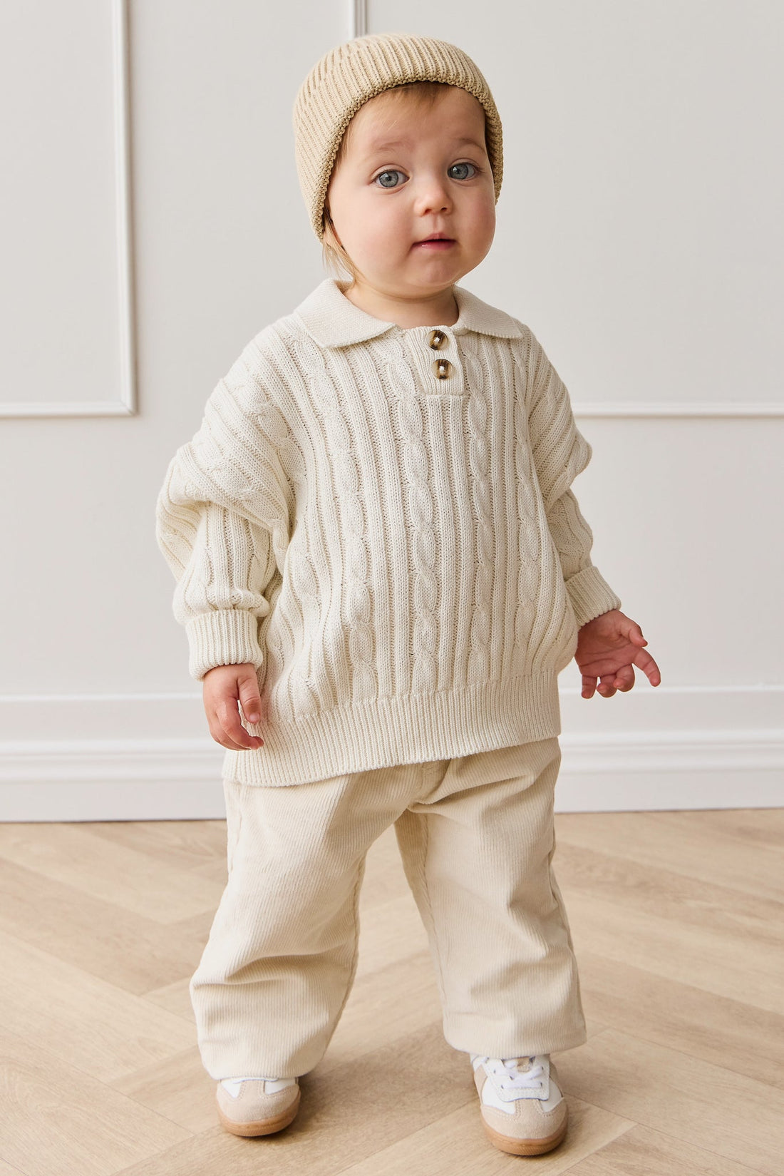 Wade Knitted Jumper - Cloud Childrens Hat from Jamie Kay Australia