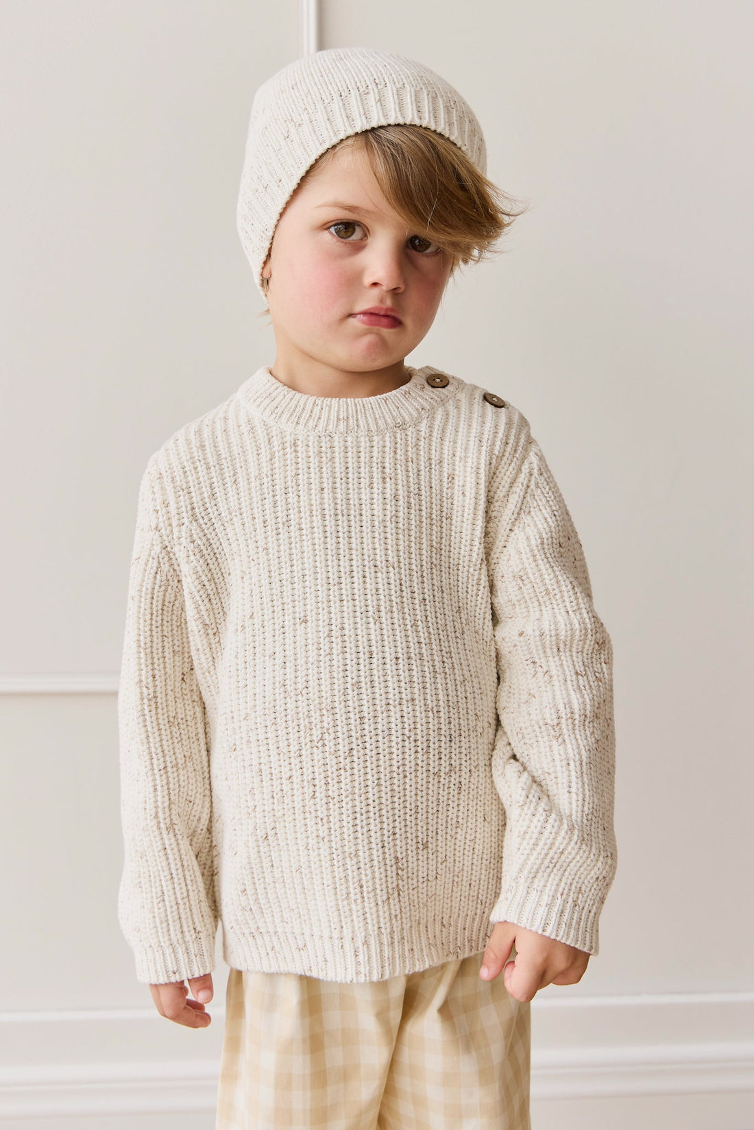 Harry Knit Jumper - Oatmeal Hay Fleck Childrens Jumper from Jamie Kay Australia