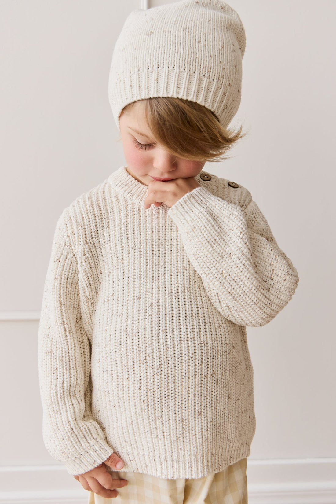 Harry Knit Jumper - Oatmeal Hay Fleck Childrens Jumper from Jamie Kay Australia