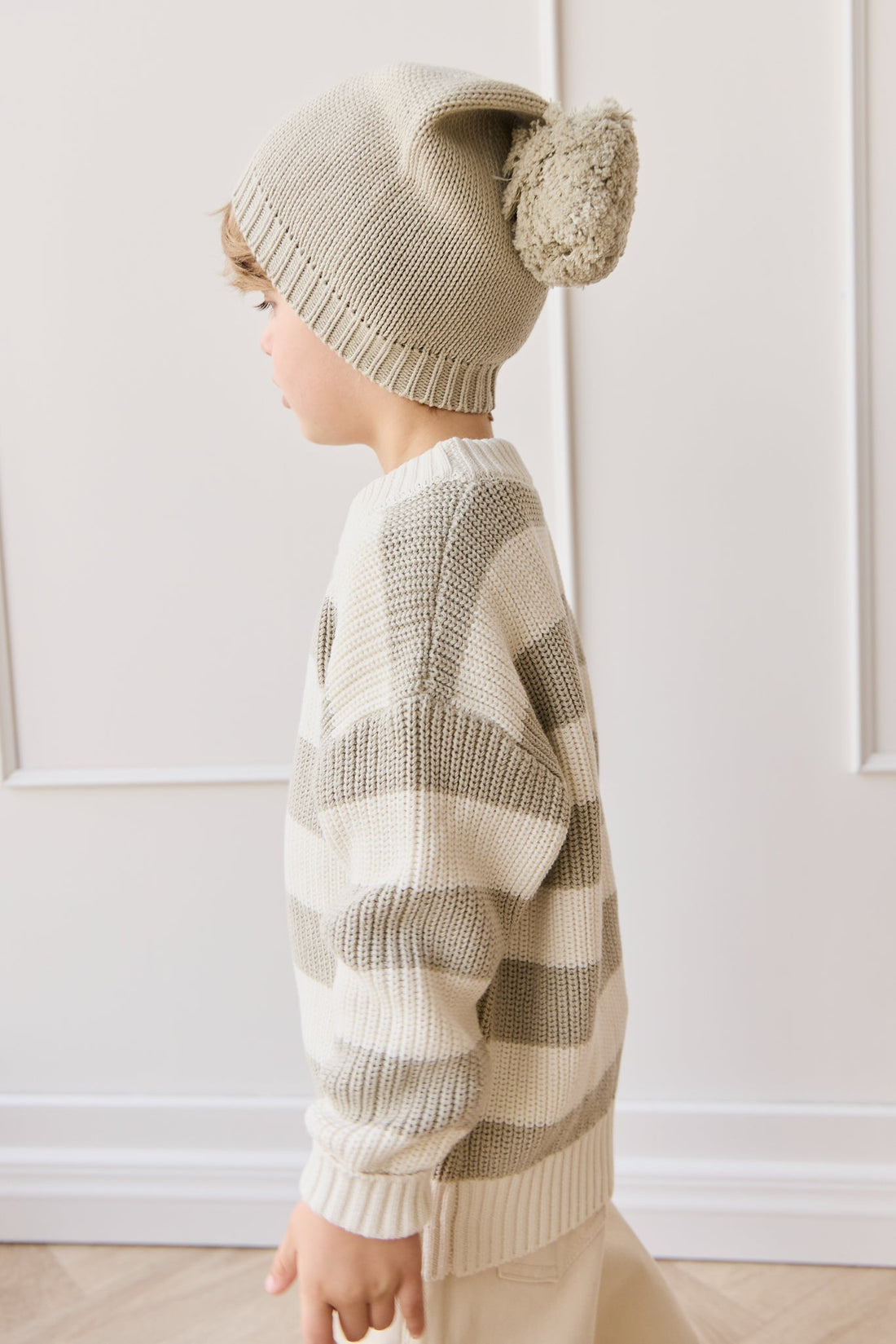 Johan Knit Jumper - Wide Knit Stripe Cloud/Raindance Childrens Jumper from Jamie Kay Australia