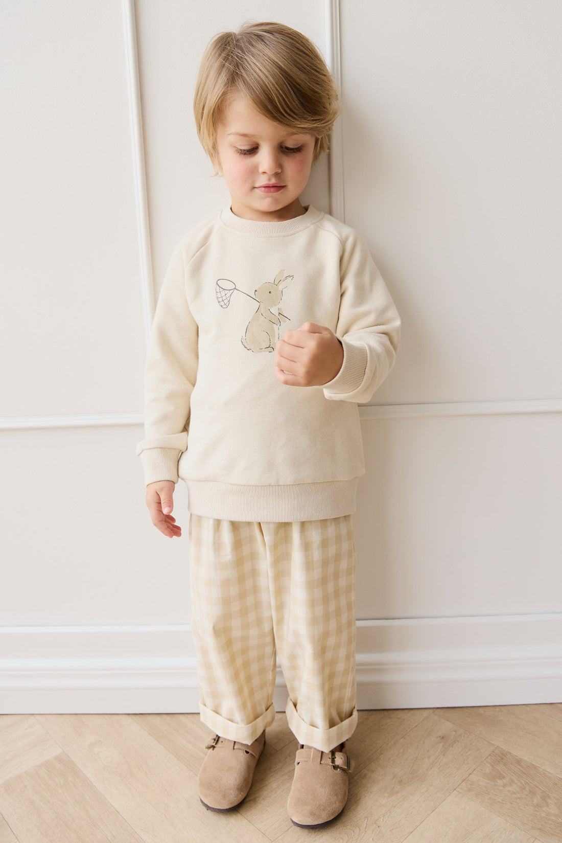 Organic Cotton Flynn Sweatshirt - Oat Lapin Jardin Childrens Sweatshirting from Jamie Kay Australia