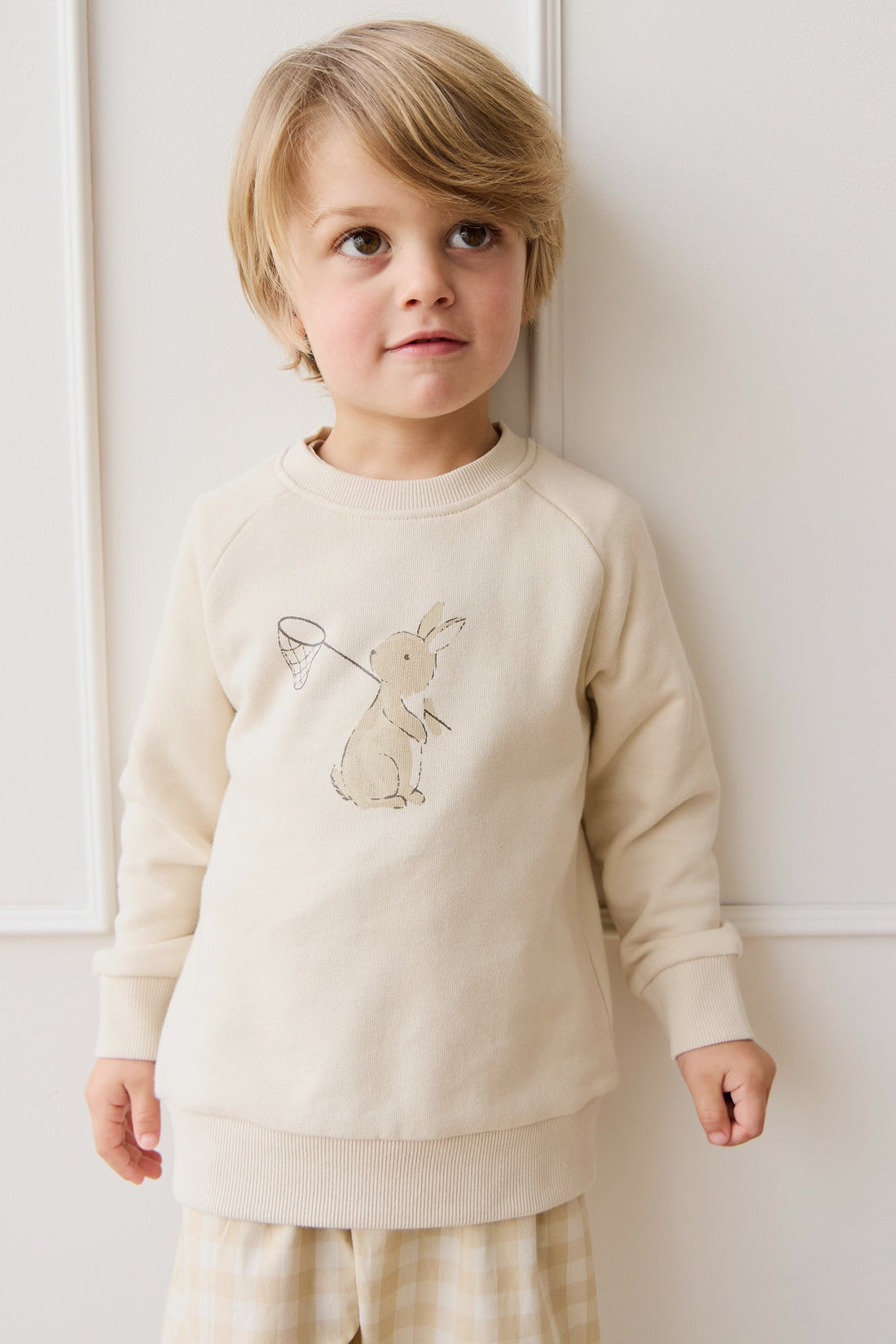 Organic Cotton Flynn Sweatshirt - Oat Lapin Jardin Childrens Sweatshirting from Jamie Kay Australia