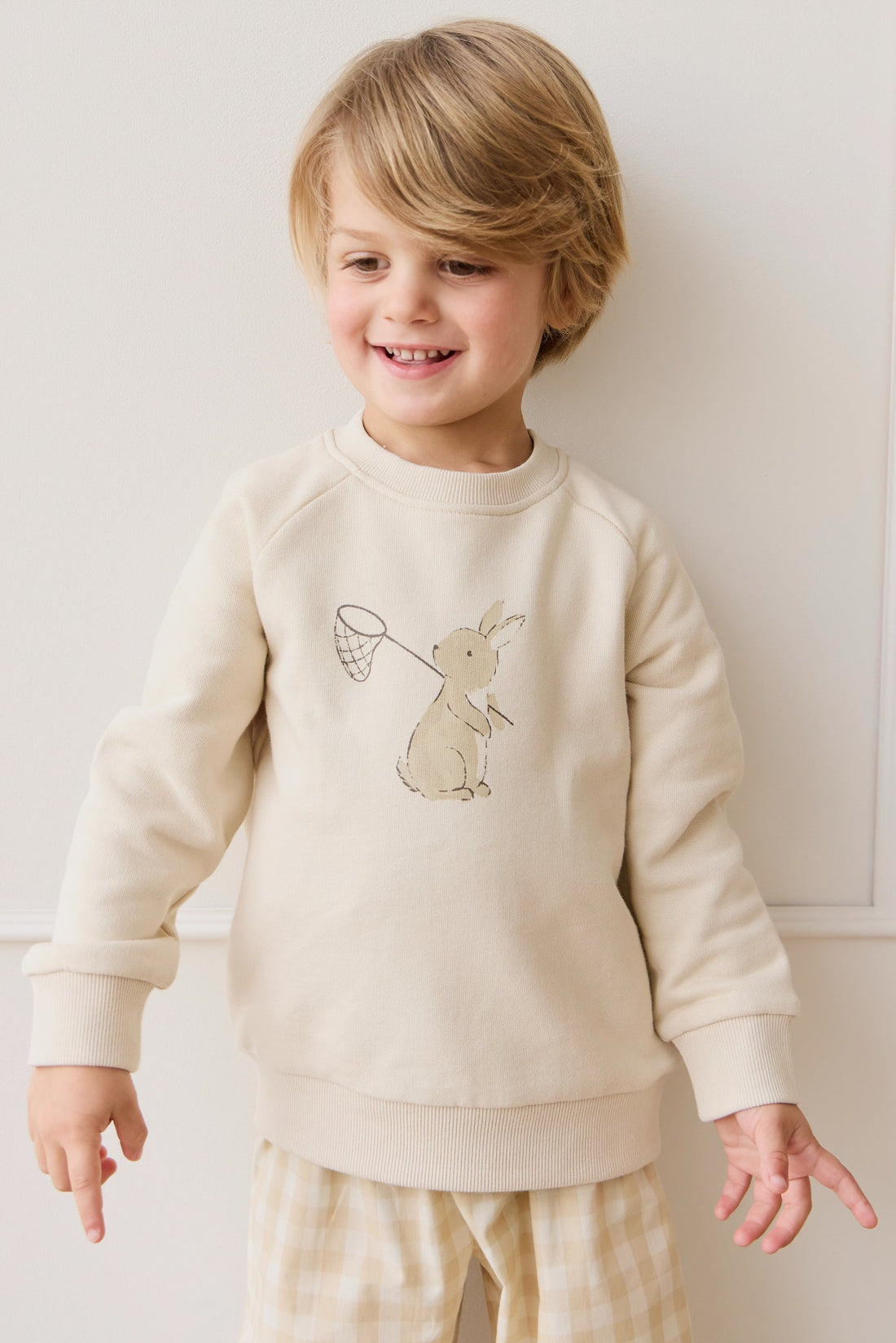 Organic Cotton Flynn Sweatshirt - Oat Lapin Jardin Childrens Sweatshirting from Jamie Kay Australia