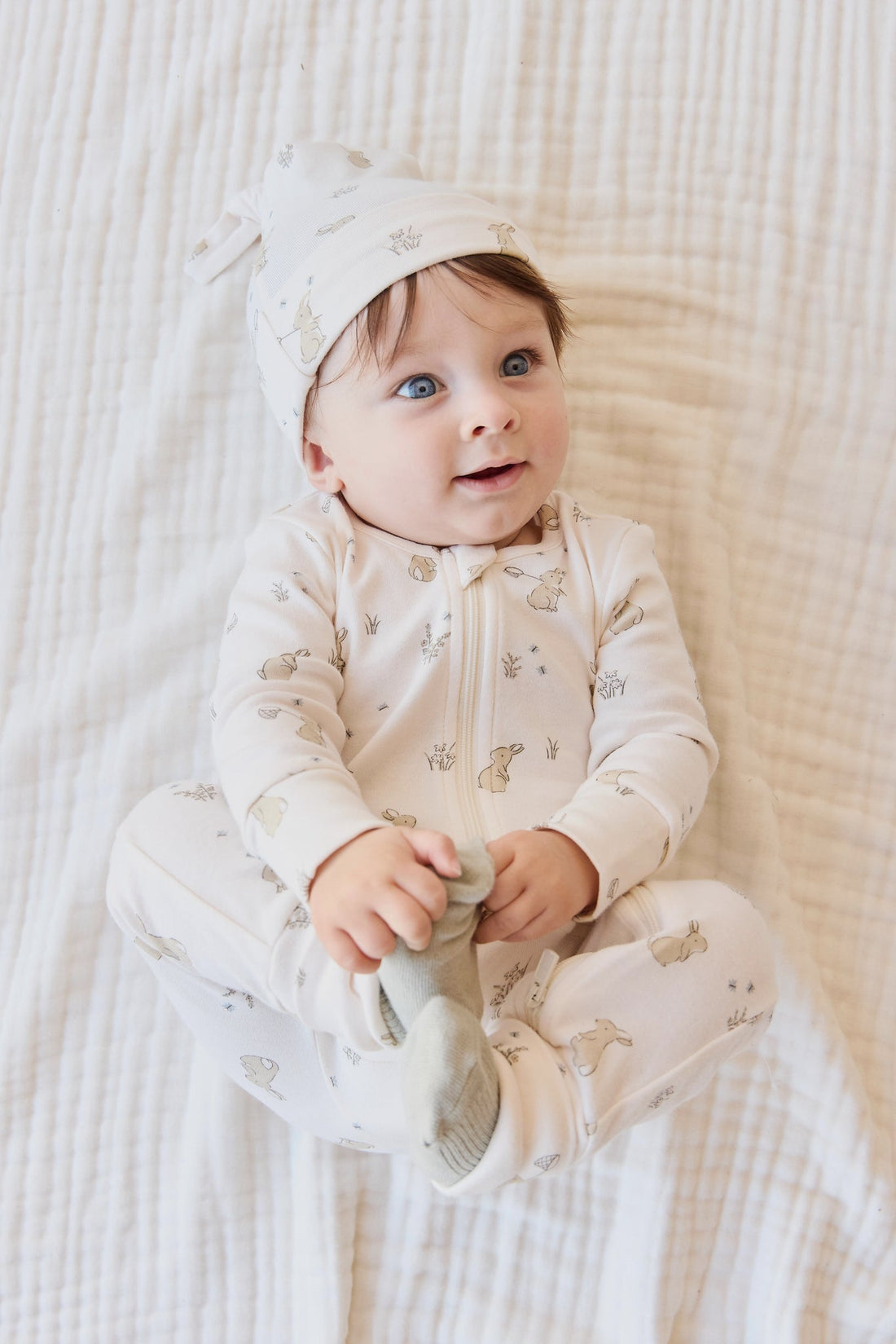 Organic Cotton Reese Zip Onepiece - Lapin Jardin Childrens Onepiece from Jamie Kay Australia
