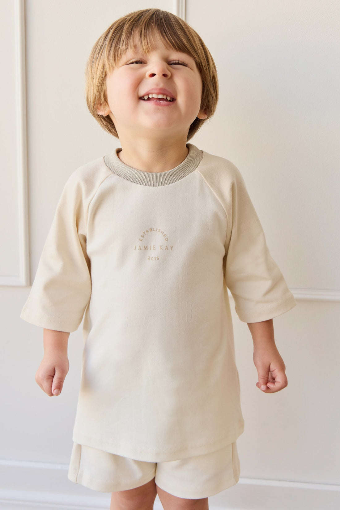 Pima Cotton Dax Tee - Cloud/Oat JK Established Childrens Top from Jamie Kay Australia