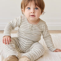 Organic Cotton Modal Legging - Slim Stripe Raindance/Cloud Childrens Legging from Jamie Kay Australia