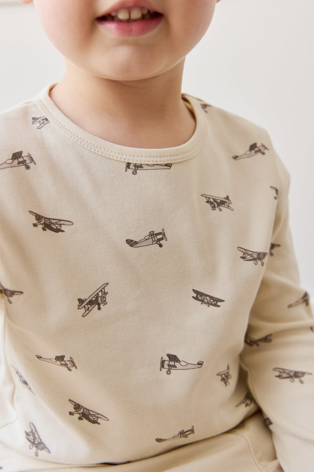 Pima Cotton Arnold Long Sleeve Top - Avion Oat Childrens Top from Jamie Kay Australia