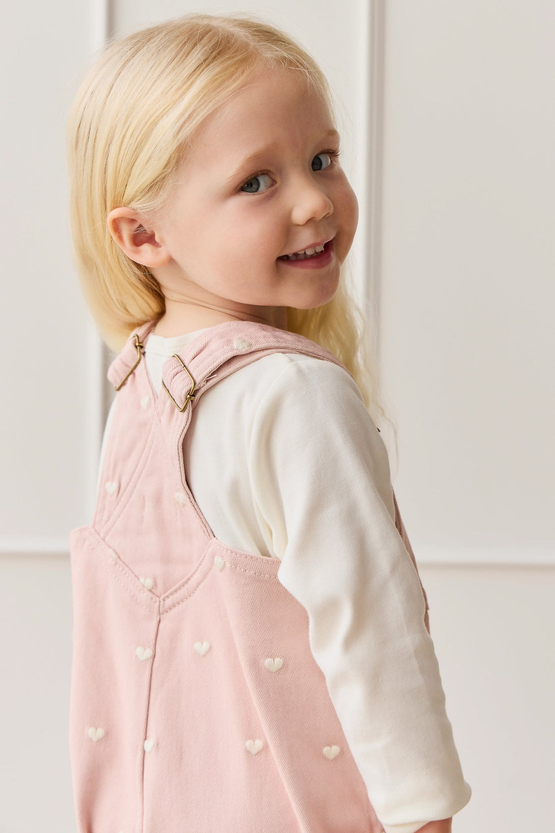 Blair Overall - Petite Heart Peach Childrens Overall from Jamie Kay Australia