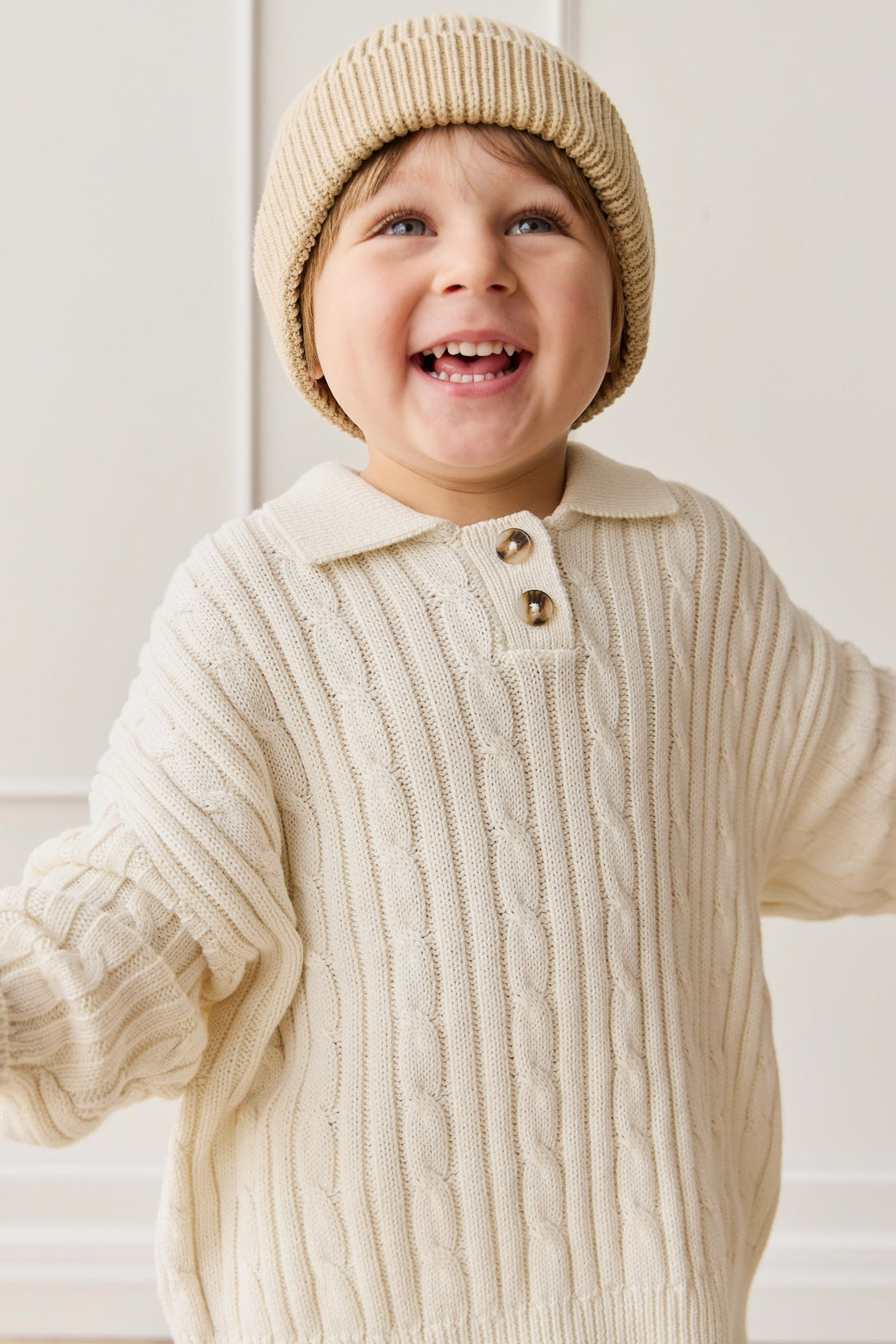 Wade Knitted Jumper - Cloud Childrens Hat from Jamie Kay Australia