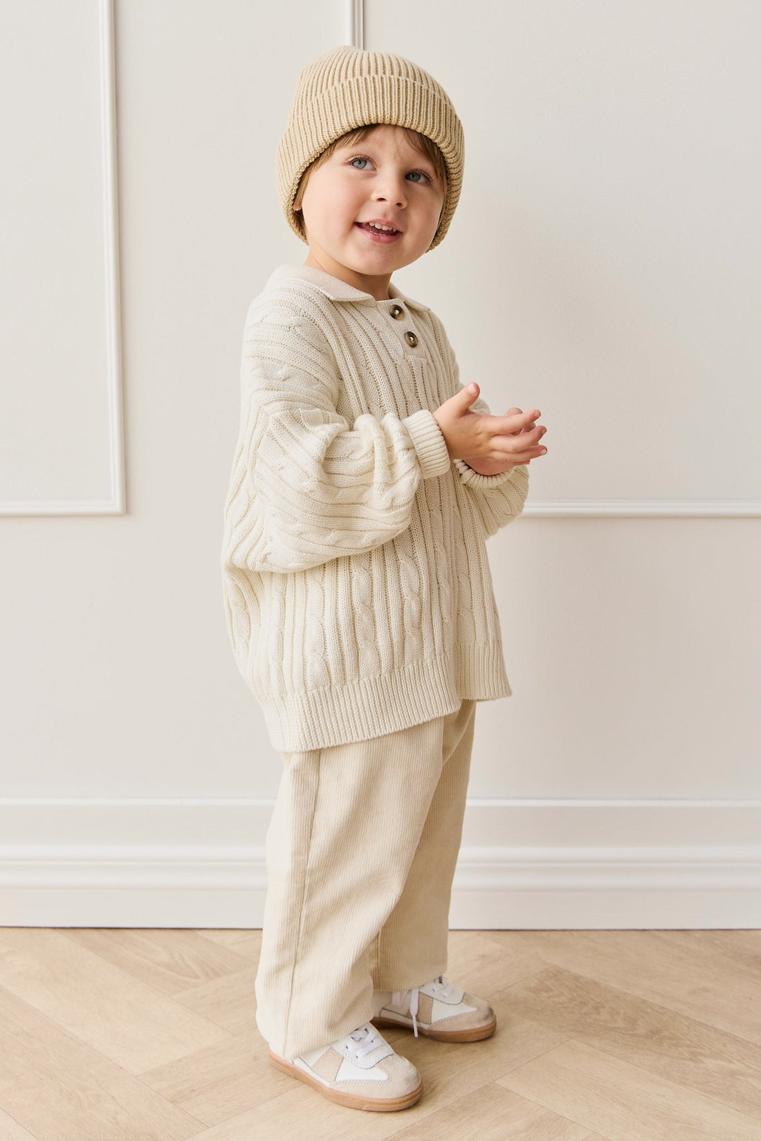 Wade Knitted Jumper - Cloud Childrens Hat from Jamie Kay Australia