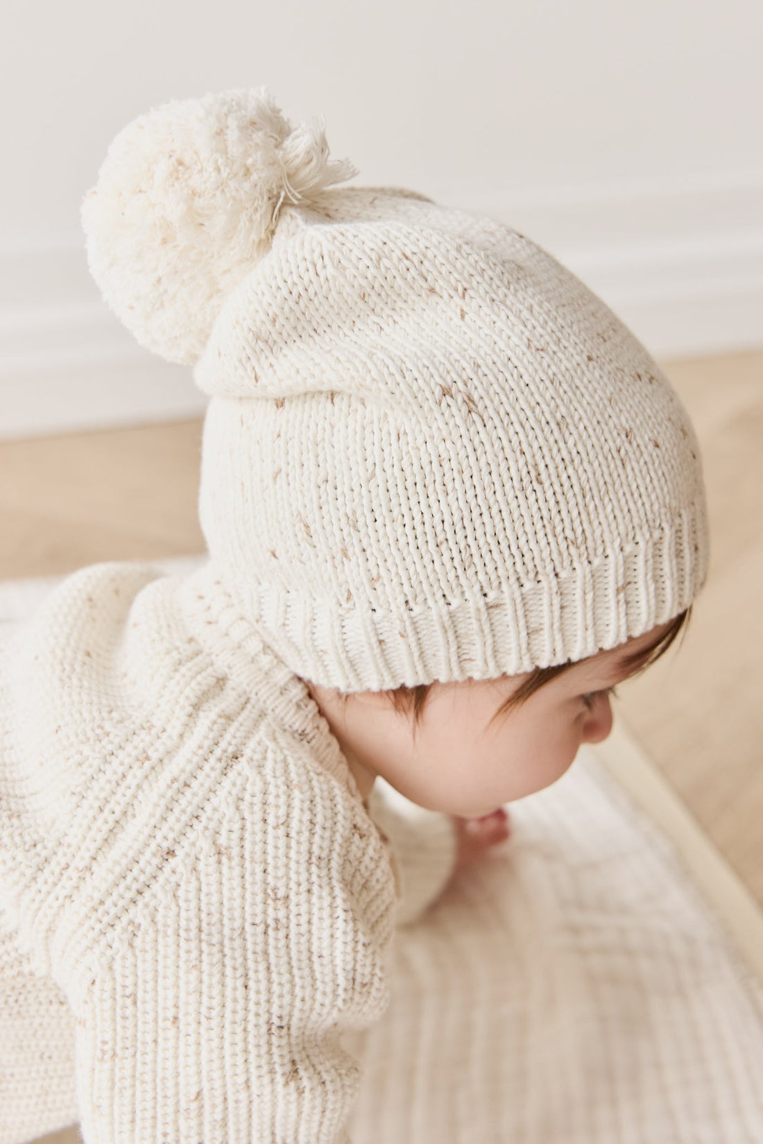 Ethan Beanie - Oatmeal Hay Fleck Childrens Beanie from Jamie Kay Australia