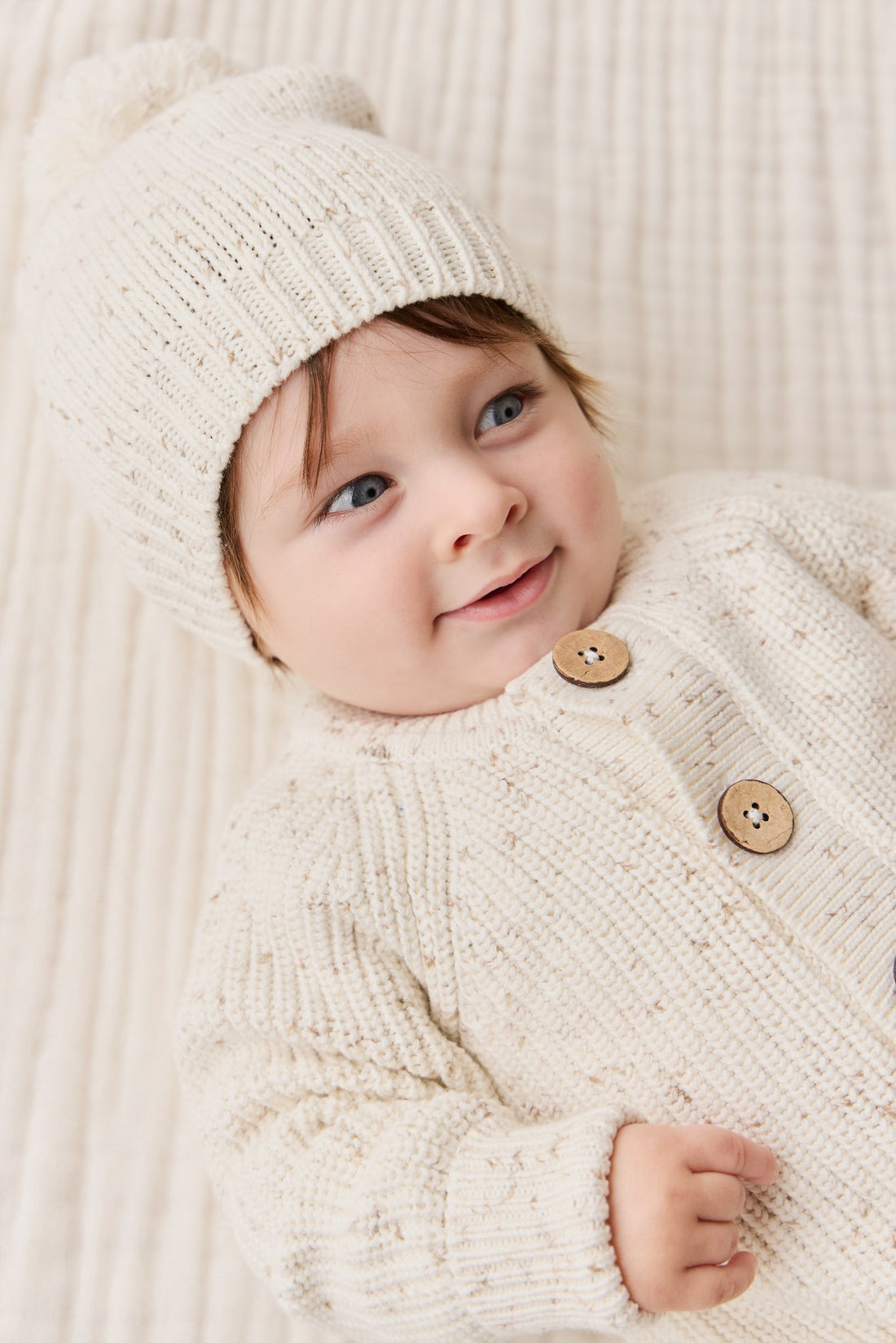 Alfie Knitted Onepiece - Oatmeal Hay Fleck Childrens Onepiece from Jamie Kay Australia