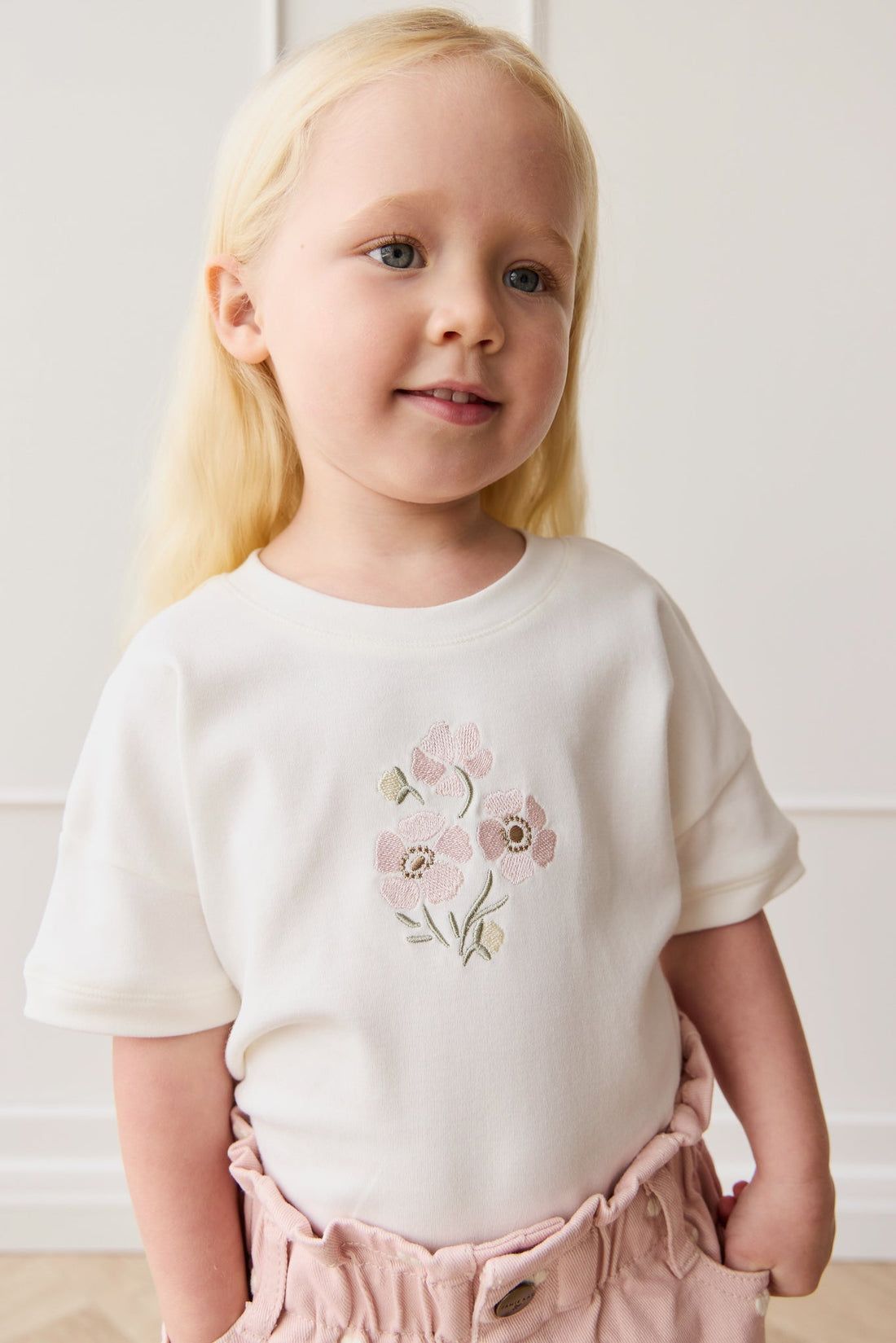Pima Cotton Mimi Top - Parchment Penelope Rose Quartz Childrens Top from Jamie Kay Australia